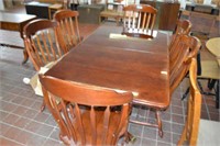 Solid Wood Dining Set w/ 6 Chairs & 2 Leaves