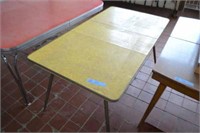 Yellow Enamel Top Table with Leaf