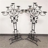 2 matching metal decorative plant / candle stands