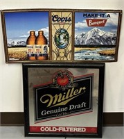 (2) Mirrored Beer Signs See Photos for Details