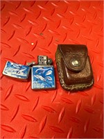 Vintage Zippo lighter with Leather Case