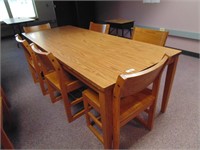 7-1/2'x3' Study Hall Table & (6) Chairs