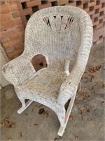 Vintage White Wicker Rocking Chair AS IS