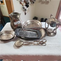 Silverplate - Pitcher, "Sea" Tongs, Trays & More.