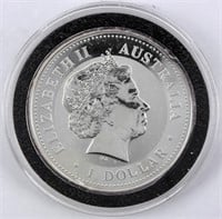 Coin 2005 Australian Kookaburra $1 .999 Silver
