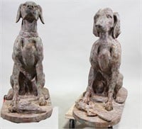 LOT OF TWO CAST IRON HUNTING DOG SCULPTURES