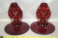 Vtg Dalzell Viking Ruby Red Glass Angel Wings