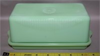 McKee Uranium Jadeite Glass 2pc Covered Butter