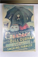 Cardboard Bull Durham Tobacco Advertisement