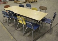 Folding Table, Approx 31"x72"x24", w/(10) Chairs