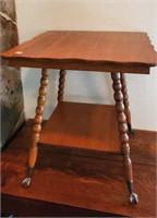 Glass ball & claw footed  oak parlor table