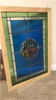 Framed Stained  glass and lead window,