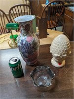 Vase, Pineapple, & Crimped Rim Bowl