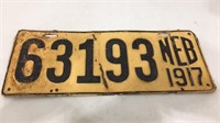 1917 Nebraska license plate