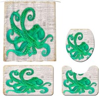 Green Octopus Shower Bathroom Set 4 pieces