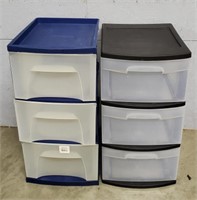 (2) Three Drawer Plastic Organizers