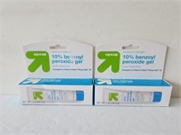 2 up and Up acne medication benzoyl peroxide gels