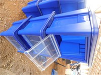 STACK OF THREE RUBBERMAID STORAGE CONTAINERS