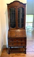 Vintage Oak Secretary Writing Desk/Book Cabinet