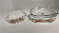 (2) Corning Ware baking dishes (one with lid)