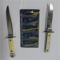 Miniature tools and (2) fixed blade knives Made