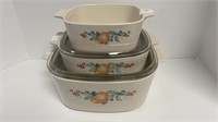 Corning Ware baking dishes with lids (one missing