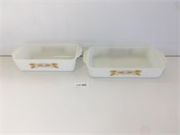 2 Vintage Fire King Golden Wheat Casserole Dishes