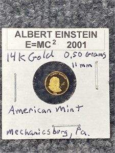 Albert Einstein 14K Gold Coin 0.50 Grams