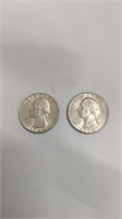Set of 2 1964-D 90% Silver Quarter