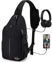 Lumesner Sling Bag with USB  Hiking Backpack