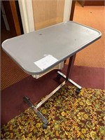 Rolling Overbed Tray Table Grey Laminate Top