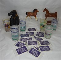 Kentucky Derby Glasses & Horse Figurines