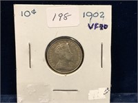 1902 Can Silver Ten Cent Piece  VF20