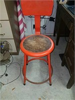 Red metal stool