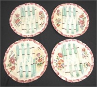 Set four French antique asparagus plates