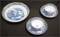 Two early 19th century willow pattern tea bowls