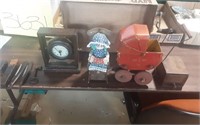 Vintage clock, Rock--A-Bye Doll and more