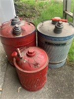 3 vintage metal gas cans