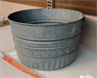 11.5" TALL OLD GALVANIZED WATER TUB - 2 HANDLES