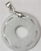 Sterling Silver Jade Wheel Pendant