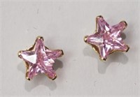 14K Yellow Gold Pink Cubic Zirconia Earrings