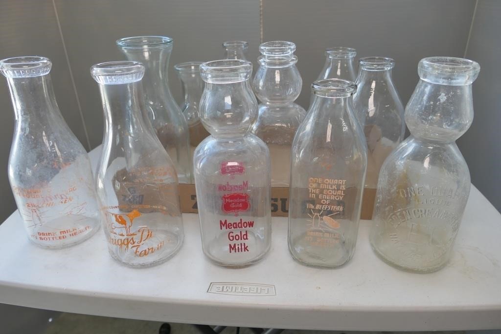 Lot of Milk Bottles, some vintage