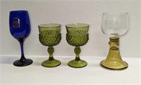 4 Vintage Wine And Water Goblets