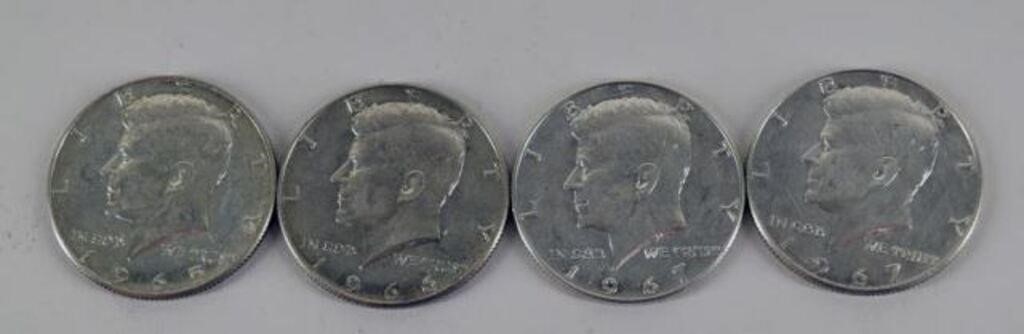 Four Kennedy Half Dollars 40% Silver