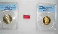 Pair of graded uncirculated Golden Dollar Preseden