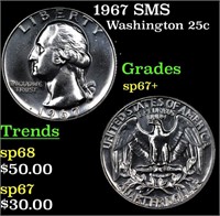 1967 SMS Washington Quarter 25c Grades sp67+