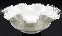 Fenton Spanish Lace Silver Crest Art Glass Bowl