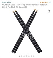 2 pairs of ARLX Drum Sticks Black