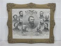 Antique Grant & The Generals Army Print See Info