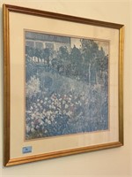 FLOWER GARDEN PRINT - NO ARTIST SIGNATURE - FRAMED